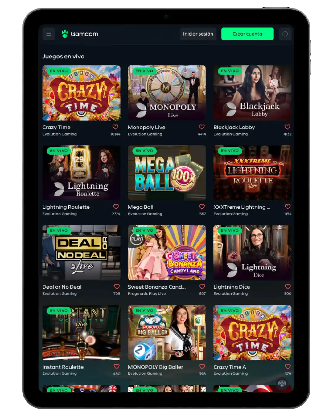 Juegos con crupier en vivo